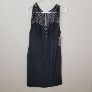 Rock Steady Black Polka Dot Mesh Sleeveless Wiggle Dress 2X (2820)